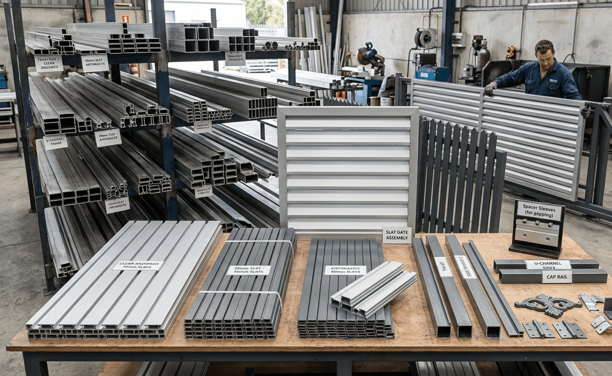 modern aluminium slat gate finish sample Auckland